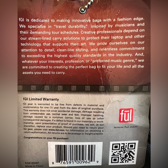 fūl Beale Street backpack that fits most laptops up to 15.4" - Picture 6 of 6